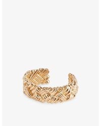 Bottega Veneta - Intreccio Large Cuff 18Ct Plated Sterling Bracelet - Lyst