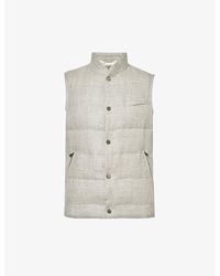 Corneliani - Stand-collar Padded Wool And Linen-blend Gilet - Lyst
