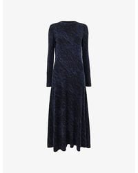 Whistles - Abstract-Pattern Long-Sleeved Stretch-Mesh Midi Dress - Lyst