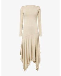 The Dropped Collection - Draped Long-Sleeve Stretch-Jersey Midi Dress - Lyst