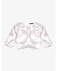 Maje - Crochet-panel Cropped Cotton Top - Lyst