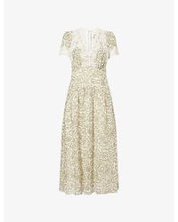 ME+EM - Entangled Lace-Trim Cotton And Silk-Blend Maxi Dress - Lyst