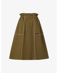 Marni - Flared Paperbag-Waist Woven Midi Skirt - Lyst