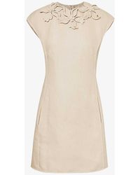 Valentino Garavani - Floral-embellished Flared-hem Line Mini Dress - Lyst