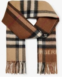 Burberry - Giant Check Tasselled-trim Cashmere Scarf - Lyst
