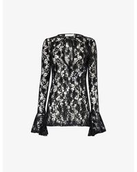 Nina Ricci - Sequin-embellished Bell-sleeve Lace Top - Lyst