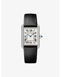Cartier - Tank Must Large, 0.48Ct Brilliant-Cut Diamonds Leather Quartz Watch 33.7Mm - Lyst