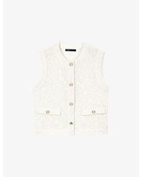 Maje - Sleeveless Floral-Guipure Cotton Jacket - Lyst