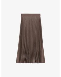 Reiss - Kember Pleated Woven Midi Skirt - Lyst