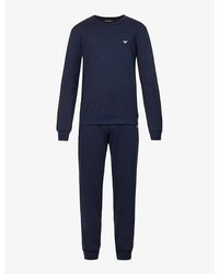 Emporio Armani - Brand-embroidered Cotton-jersey Pyjama Set - Lyst