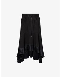 Sacai - Pleated Asymmetric Cotton Midi Skirt - Lyst
