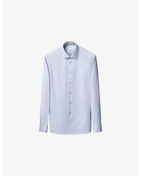 Eton - Floral-Trim Contemporary-Fit Cotton-Twill Shirt - Lyst