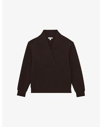 Reiss - Annabel Shawl-Neck Long-Sleeve Jersey Top - Lyst