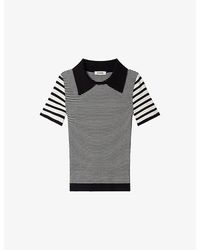 Sandro - Striped Polo-Style Silk-Blend Jumper - Lyst