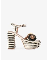 Carvela Kurt Geiger - Sorrento Flower Raffia Platform Sandals - Lyst