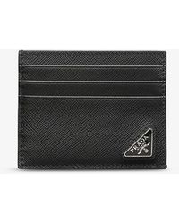 Prada - Triangle-plaque Leather Card Holder - Lyst