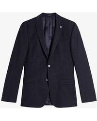 Ted Baker - Forbyjs Puppytooth-texture Stretch Wool-blend Blazer - Lyst