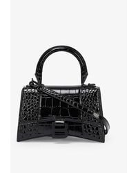 Balenciaga - Hourglass Extra-small Croc-embossed Leather Top Handle Bag - Lyst