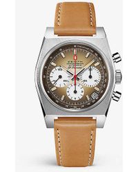 Zenith 03.a384.400/385.c855 Chronomaster Revival El Primero Stainless-steel And Leather Automatic Watch - Brown