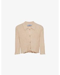 Prada - Button-embellished Slim-fit Cotton-knit Cardigan - Lyst
