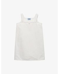 Prada - Old Square-Neck Denim Mini Dress - Lyst
