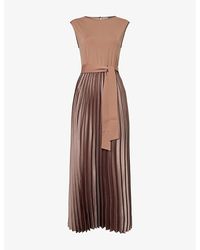 Weekend by Maxmara - Sleeveless Pleated Jersey And Satin Midi Dress - Lyst