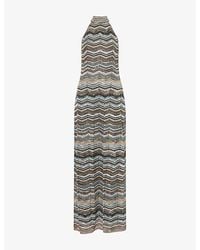 Missoni - Zigzag Halterneck Sequined Lamé Knit Maxi Dress - Lyst