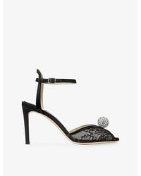 Jimmy Choo - Sacora 85 Lace And Leather Heeled Sandals - Lyst