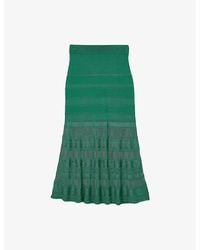 Sandro - High-Rise Decorative-Stitch Knitted Midi Skirt - Lyst