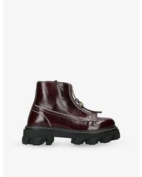 Ganni - Cleated Faux-Leather Ankle Boots - Lyst