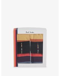 Paul Smith - Artist Stripe Fine-knit Stretch-cotton-blend Ankle Socks Pack Of Six - Lyst