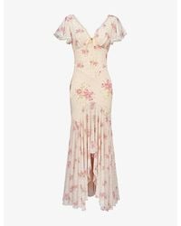 House Of Cb - Amina Print Georgette Maxi Tea Dress Xs (A-C Cup) - Lyst