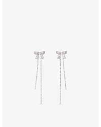 Maje - Bow Rhinestone-Embellished Brass Drop Earrings - Lyst
