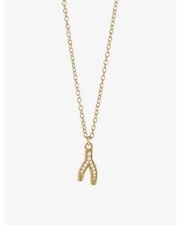 Astley Clarke - Celestial Wishbone 18Ct-Plated Sterling- And Sapphire Pendant Necklace - Lyst