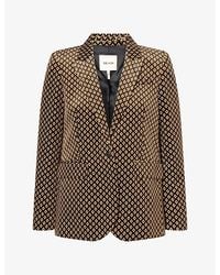 ME+EM - Sharp Shoulder Geometric-Print Velvet Blazer - Lyst