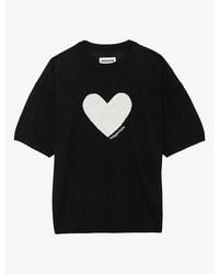 Zadig & Voltaire - Idaz Heart-Motif Short-Sleeve Cashmere Jumper - Lyst