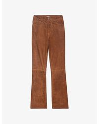 Zadig & Voltaire - Pistol Flared-Leg Mid-Rise Suede Trousers - Lyst