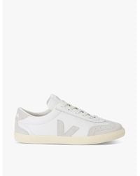 Veja - Volley Logo-Embroidered Leather Low-Top Trainers - Lyst
