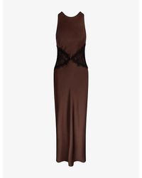 OMNES - Andrea Lace-Insert Satin Maxi Dress - Lyst