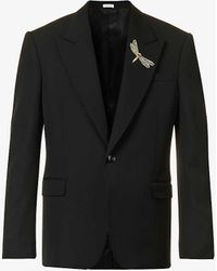 Alexander McQueen - Dragonfly-embellished Single-breasted Wool Jacket - Lyst