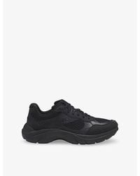 HUGO - Brand-Debossed Mesh And Faux-Leather Low-Top Trainers - Lyst