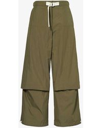 Jil Sander - Folded Straight-leg Mid-rise Drawstring-waist Cotton-blend Trousers - Lyst