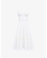 House Of Cb - Chiarina Ruched Stretch-Cotton Midi Dress - Lyst