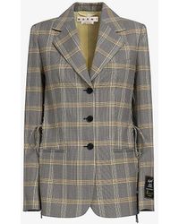 Marni - Single-breasted Checked Relaxed-fit Wool-blend Blazer - Lyst