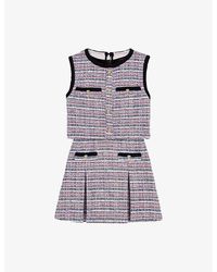 Maje - Sleeveless Two-Piece Tweed Woven Mini Dress - Lyst