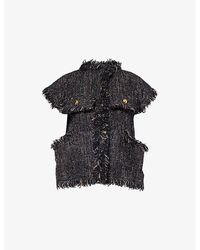 Sacai - Fringed Sleeveless Wool-Blend Jacket - Lyst