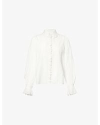 ME+EM - Broderie-Trim Collared Cotton Blouse - Lyst