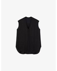 JOSEPH - Lucien Pleated-Texture Viscose And Silk-Blend Top - Lyst
