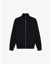 Reiss - Hampshire Funnel-Neck Zip-Through Merino-Wool Cardigan - Lyst