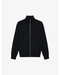 Reiss - Hampshire Funnel-Neck Zip-Through Merino-Wool Cardigan - Lyst
